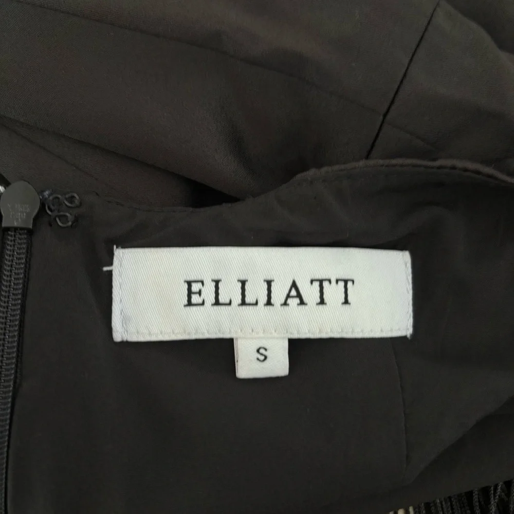 ELLIATT x Revolve Beatrice Halterneck Draped Neckline Fringe Black Dress Size S - Picture 15 of 16